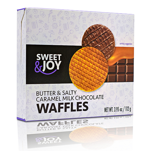 chocolate covered Butter & Salty Caramel flavoured Waffles